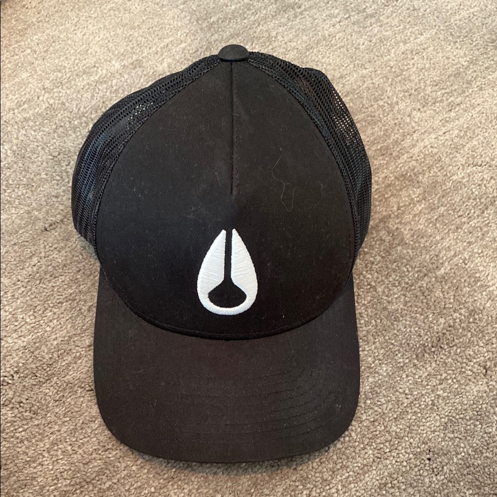 Black Trucker Hat with White Logo